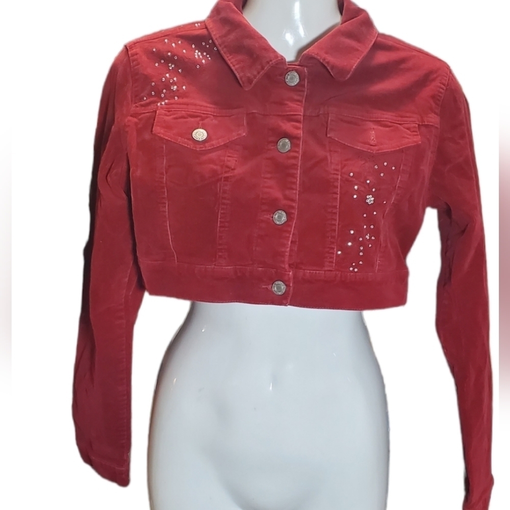 BLing Micro Jacket Y2K Dark Red Corduroy M